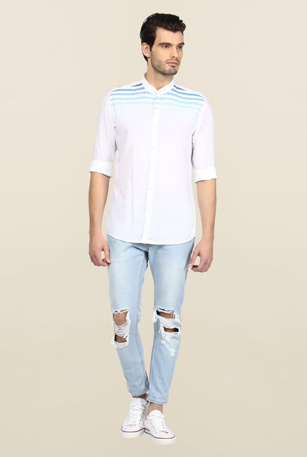 Turtle White Solid Casual Shirt Turtle White Solid Casual Shirt