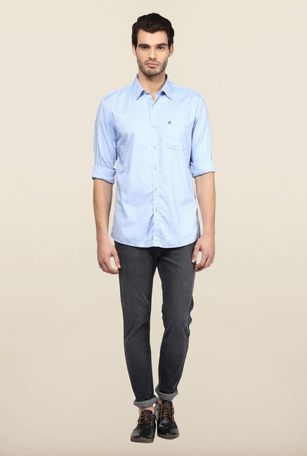 Turtle Light Blue Printed Casual Shirt Turtle Light Blue Printed Casual Shirt