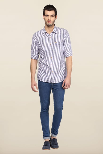 Turtle Purple & White Checks Casual Shirt Turtle Purple & White Checks Casual Shirt