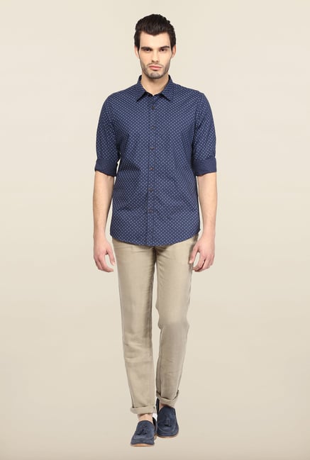 Turtle Navy Printed Casual Shirt Turtle Navy Printed Casual Shirt