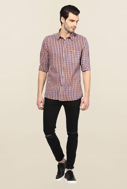 Turtle Brown Checks Casual Shirt Turtle Brown Checks Casual Shirt