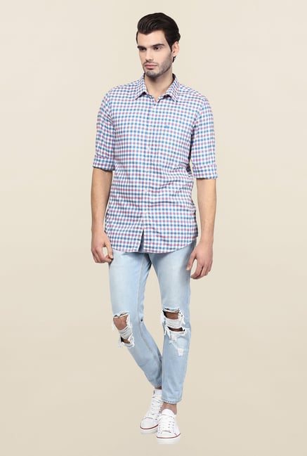 Turtle Blue Checks Casual Shirt Turtle Blue Checks Casual Shirt