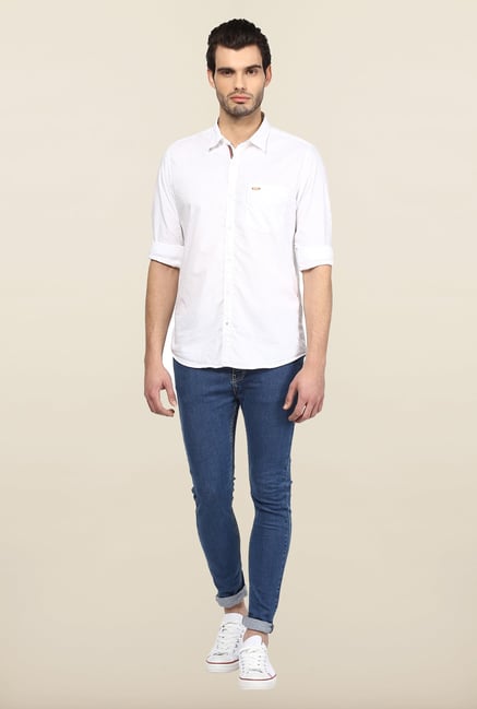 Turtle White Solid Casual Shirt Turtle White Solid Casual Shirt