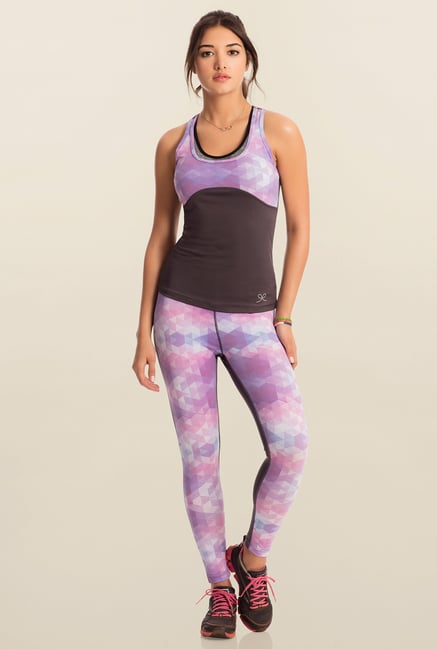 Pretty Secrets Purple Geometric Print Workout Leggings Pretty Secrets Purple Geometric Print Workout Leggings
