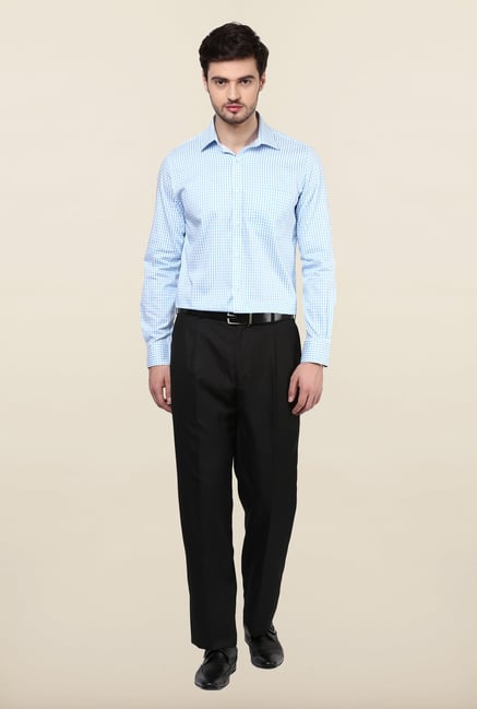 Turtle Light Blue Checkered Formal Shirt Turtle Light Blue Checkered Formal Shirt