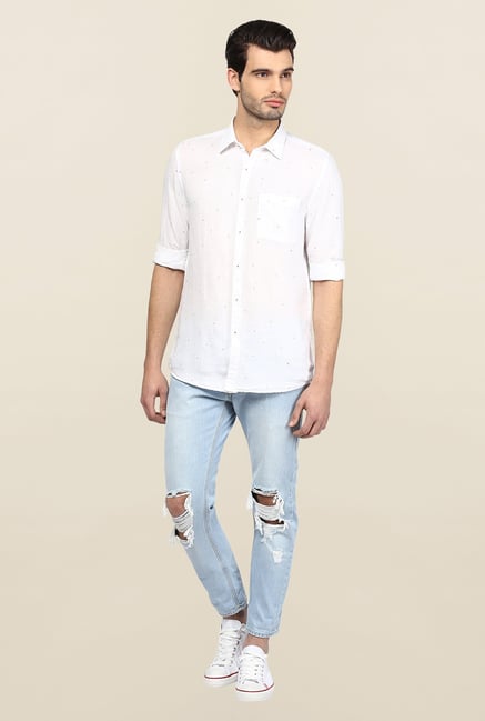 Turtle White Printed Casual Shirt Turtle White Printed Casual Shirt
