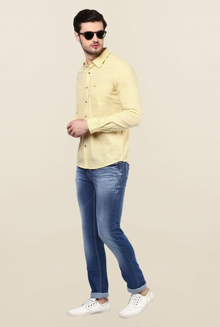 Turtle Yellow Printed Khadi Shirt Turtle Yellow Printed Khadi Shirt