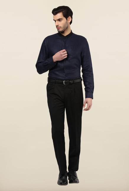Turtle Navy Blue Textured Casual Shirt Turtle Navy Blue Textured Casual Shirt