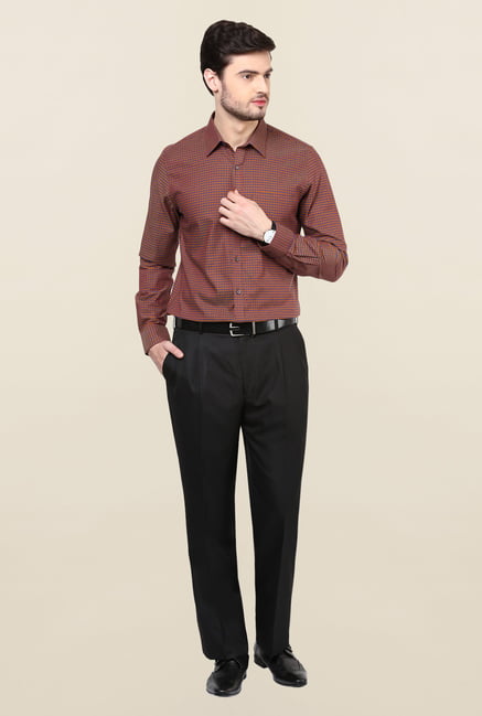 Turtle Orange & Blue Checks Formal Shirt Turtle Orange & Blue Checks Formal Shirt