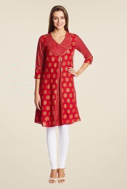 Aurelia Red Bandhani Printed Kurta Aurelia Red Bandhani Printed Kurta