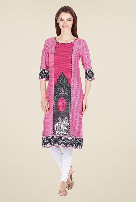 Aurelia Pink Bandhani Printed Kurta Aurelia Pink Bandhani Printed Kurta