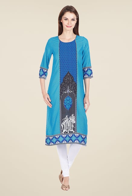 Aurelia Blue Bandhani Printed Kurta Aurelia Blue Bandhani Printed Kurta