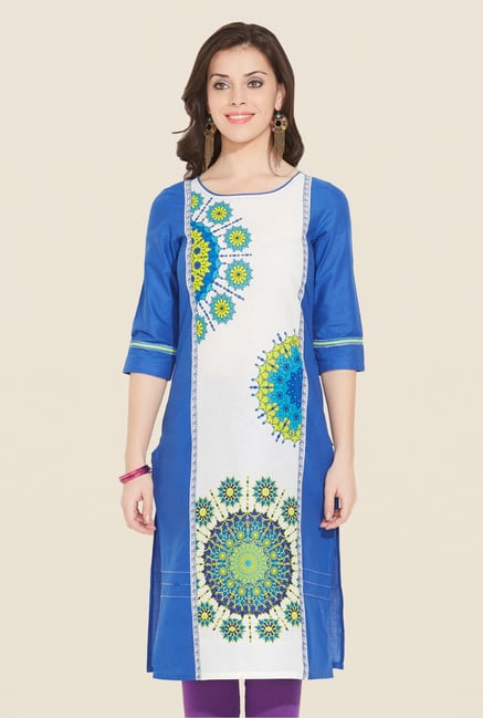 Aurelia Navy Cotton Printed Kurta Aurelia Navy Cotton Printed Kurta
