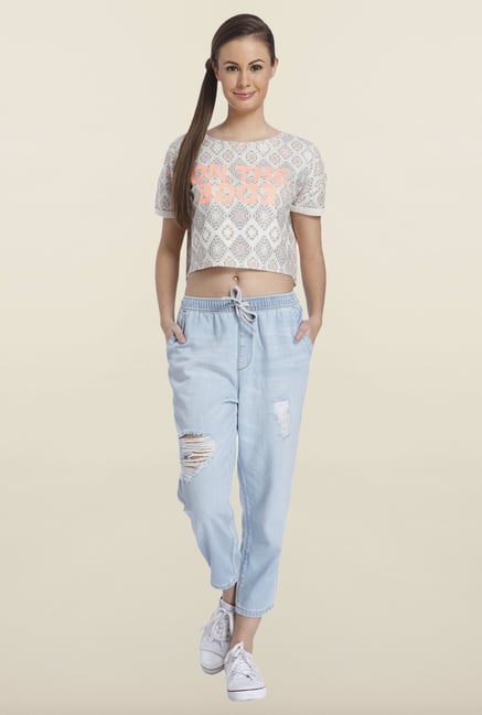 Only Bone White Printed Top Only Bone White Printed Top