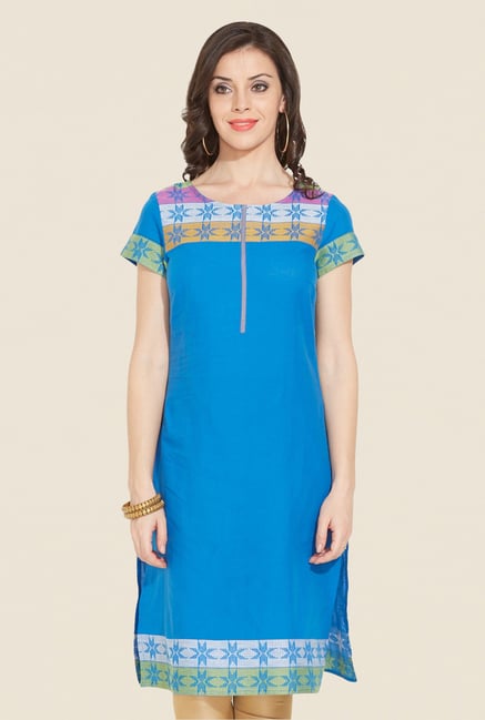 Aurelia Blue Regular Fit Printed Kurta Aurelia Blue Regular Fit Printed Kurta