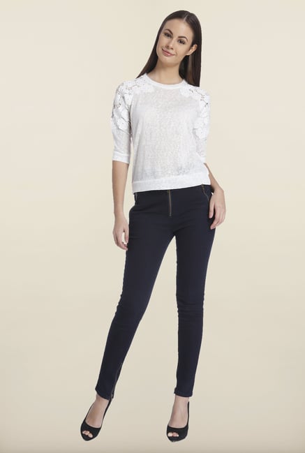 Only White Solid 3/4th sleeves Top Only White Solid 3/4th sleeves Top