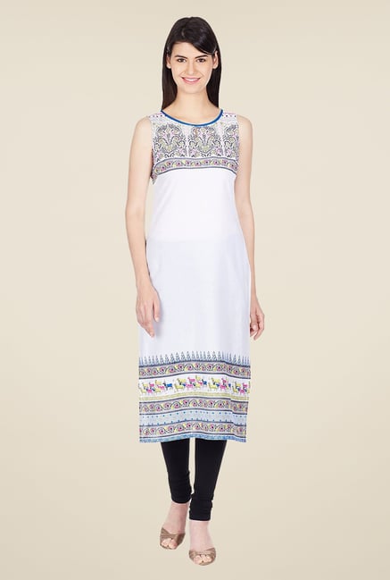 Aurelia White Printed Cotton Kurta Aurelia White Printed Cotton Kurta