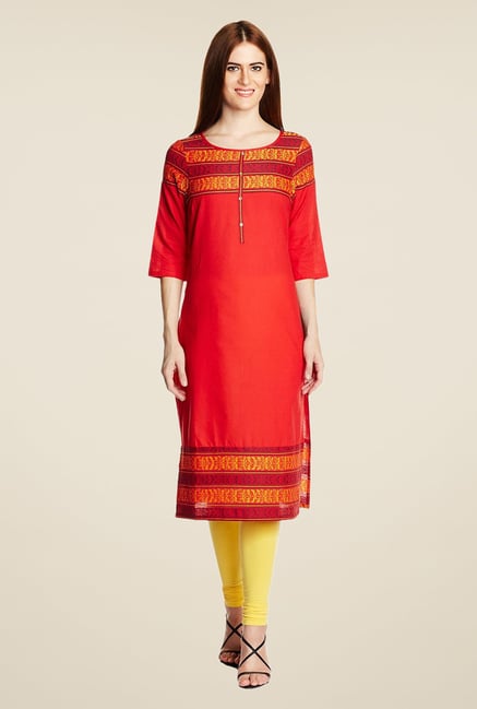 Aurelia Red Printed Kurta Aurelia Red Printed Kurta