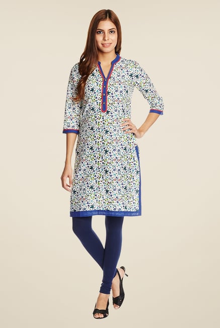 Aurelia Off White Printed Cotton Kurta Aurelia Off White Printed Cotton Kurta