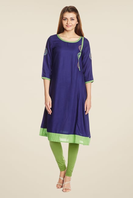 Aurelia Navy Solid Kurta Aurelia Navy Solid Kurta