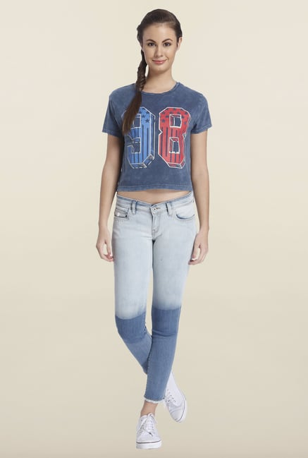 Only Indigo Short Sleeve Crop Top Only Indigo Short Sleeve Crop Top