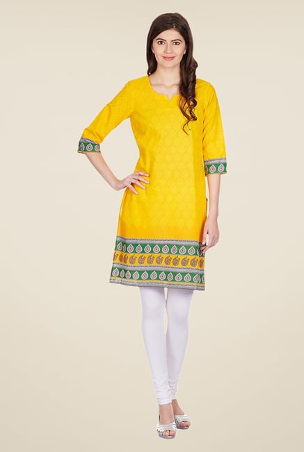 Aurelia Yellow Bandhani Printed Kurta Aurelia Yellow Bandhani Printed Kurta