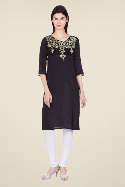 Aurelia Black Solid Regular Fit Kurta Aurelia Black Solid Regular Fit Kurta