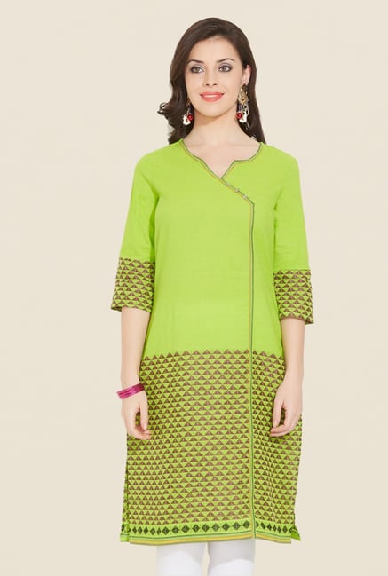 Aurelia Lime Printed Cotton Kurta Aurelia Lime Printed Cotton Kurta