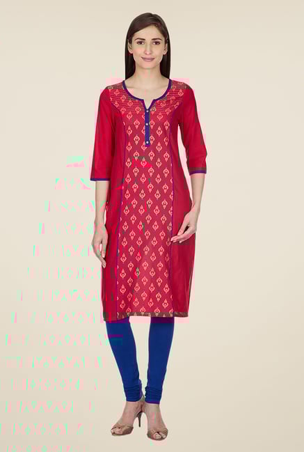Aurelia Pink Bandhani Printed Cotton Kurta Aurelia Pink Bandhani Printed Cotton Kurta