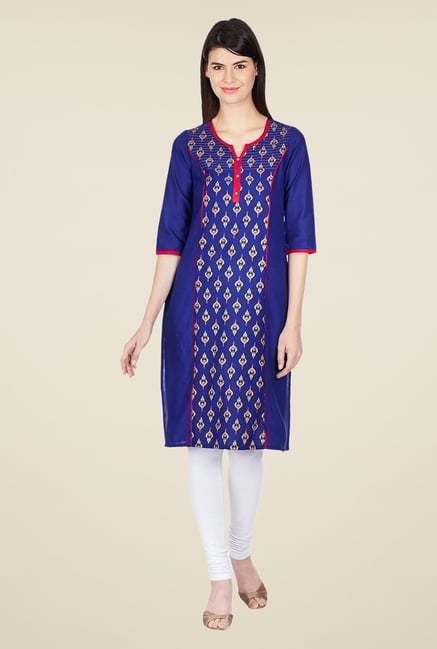Aurelia Blue Bandhani Printed Cotton Kurta Aurelia Blue Bandhani Printed Cotton Kurta