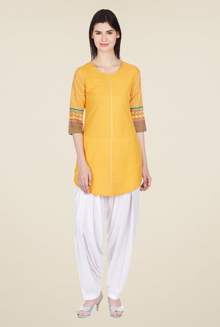 Aurelia Yellow Solid Kurti Aurelia Yellow Solid Kurti