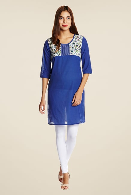 Aurelia Navy Cotton Kurta Aurelia Navy Cotton Kurta