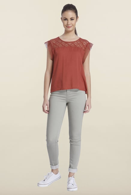 Only Marsala Solid Regular-fit Top Only Marsala Solid Regular-fit Top