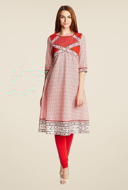 Aurelia Red Cotton Boat Neck Kurta Aurelia Red Cotton Boat Neck Kurta