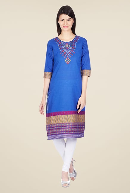 Aurelia Blue Printed Cotton Kurta Aurelia Blue Printed Cotton Kurta