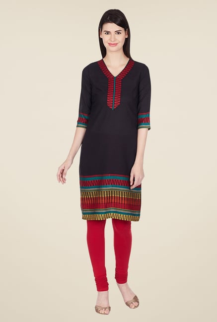 Aurelia Black Printed Cotton Kurta Aurelia Black Printed Cotton Kurta