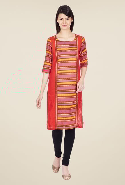 Aurelia Red Regular Fit Cotton Kurta Aurelia Red Regular Fit Cotton Kurta