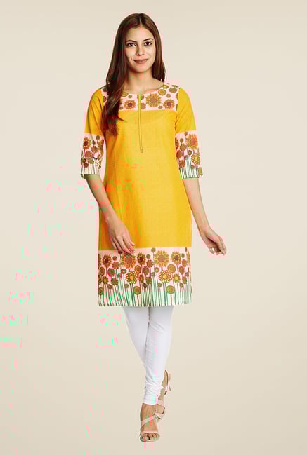Aurelia Yellow Floral Printed Kurta Aurelia Yellow Floral Printed Kurta