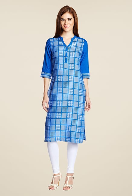 Aurelia Blue Cotton Printed Kurta Aurelia Blue Cotton Printed Kurta