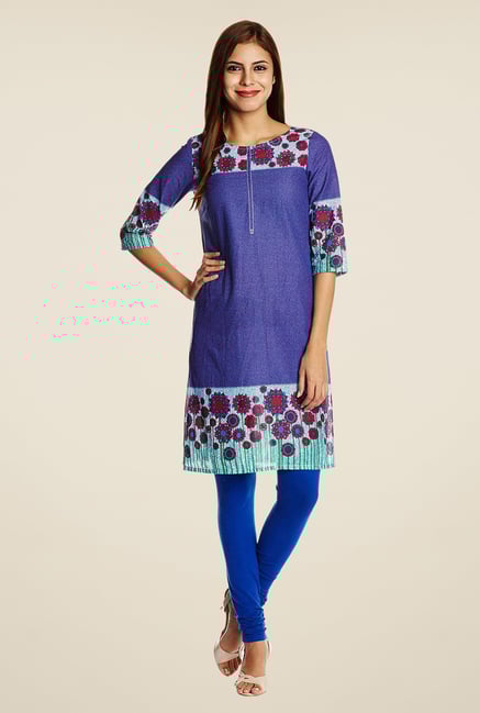 Aurelia Navy Floral Printed Kurta Aurelia Navy Floral Printed Kurta