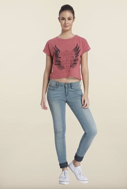 Only Marsala Graphic Printed Crop Top Only Marsala Graphic Printed Crop Top