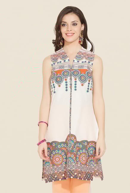 Aurelia Beige Bandhani Printed Kurta Aurelia Beige Bandhani Printed Kurta