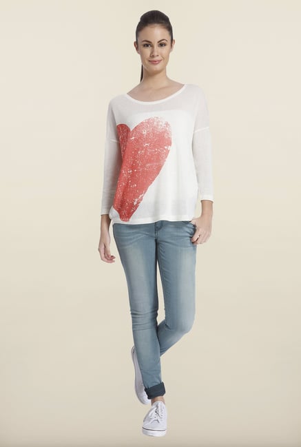 Only White Graphic Printed Cotton Top Only White Graphic Printed Cotton Top