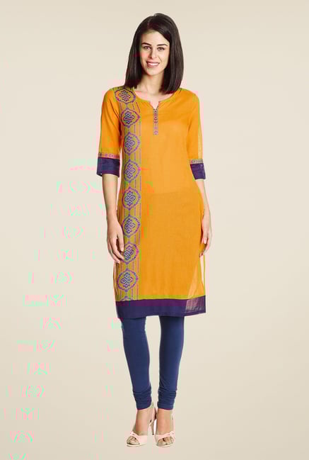 Aurelia Saffron Printed Kurta Aurelia Saffron Printed Kurta