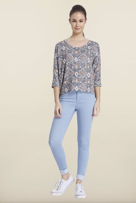 Only Night Blue Printed Top Only Night Blue Printed Top