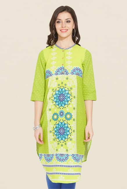 Aurelia Green Printed Cotton Kurta Aurelia Green Printed Cotton Kurta