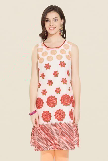 Aurelia Beige Printed Cotton Kurta Aurelia Beige Printed Cotton Kurta