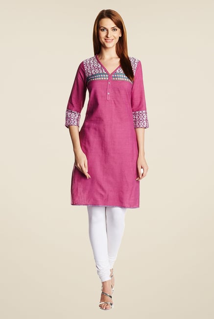 Aurelia Purple Printed Cotton Kurta Aurelia Purple Printed Cotton Kurta