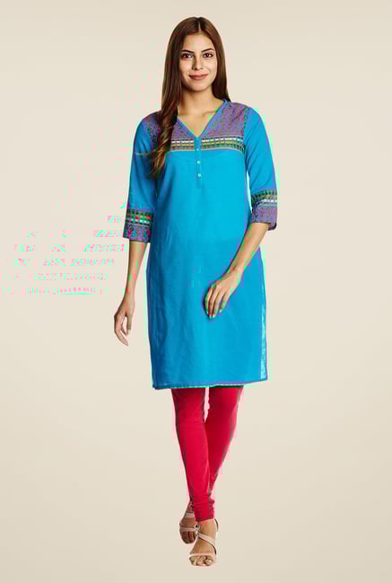 Aurelia Blue V Neck Kurta Aurelia Blue V Neck Kurta