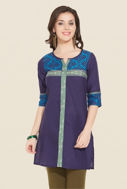 Aurelia Navy Printed Regular Fit Kurti Aurelia Navy Printed Regular Fit Kurti